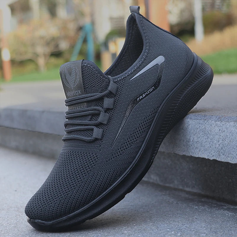 Men's Solid Lace-Up Casual Shoes, Lightweight Outdoor Sports Shoes for Men's Fashionable Solid Casual Shoes Suitable for Leisure Walking Enthusiasts - Ideal for Lightweight, Breathable and Non-Slip, Suitable for Leisur