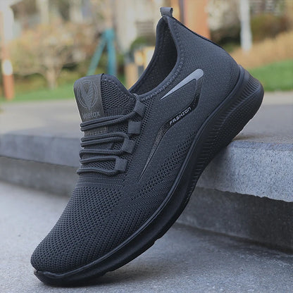 Men's Solid Lace-Up Casual Shoes, Lightweight Outdoor Sports Shoes for Men's Fashionable Solid Casual Shoes Suitable for Leisure Walking Enthusiasts - Ideal for Lightweight, Breathable and Non-Slip, Suitable for Leisur