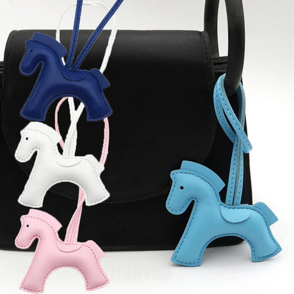 2025 New Fashion Bag Accessories Horse Keychain With Strings Rope All-around PU Leather Tiny Horse Embellishment For Female Gift