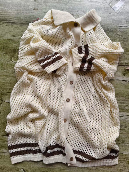 Summer Baby Clothes Hollow Out Turn-down Collar Knitted Sweater Cardigan Shorts Set Baby Sweater Two-piece Set Dgukym