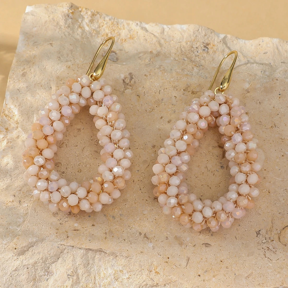 Boho Style Multicolor Water Drop Earrings for Women Elegant Handmade Crystal Beads Hanging Earrings Summer Beach Party Jewelry