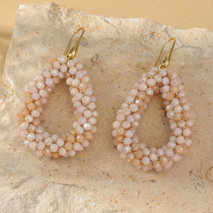 Boho Style Multicolor Water Drop Earrings for Women Elegant Handmade Crystal Beads Hanging Earrings Summer Beach Party Jewelry