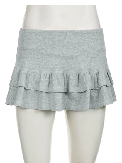 Mooyufo Sweet Solid Pleated Super Mini Skirt Preppy Atyle Sexy Slim Low-Waisted Skirts Women 2024 Summer Fashion Streetwear Lady