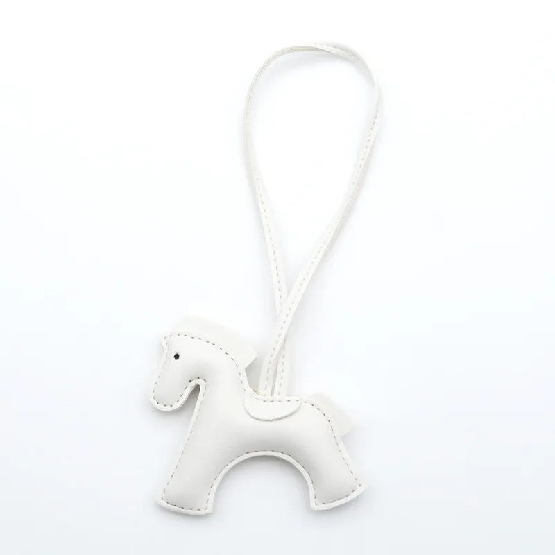 Fashion Horse Keychain All-around PU Leather Horses Embellishment for Female Car Key Chain Handbag Decoration Jewelry Gifts