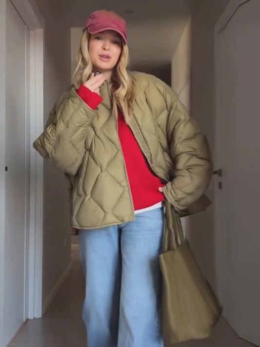 Fashion Solid Women's Cotton Coats O-Neck Full Sleeve Loose Zippers Lady Thicken Padded Coat 2026 Winter Casual Female Jackets