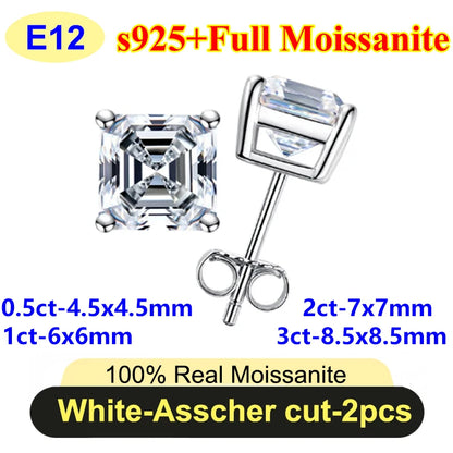 PureNew 0.5-3ct Classic Full Moissanite Earrings For Women S925 Silver Plated 18k Gold D Color VVS1 Women's Moissanite Earrings