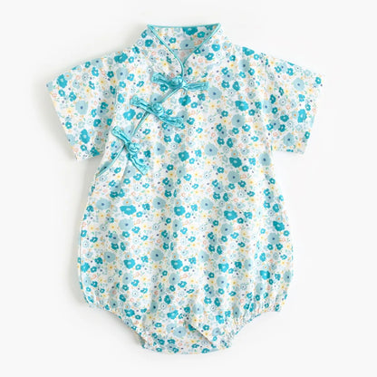 0-18M Summer Baby Girl Boys Clothing  Rompers Jumpsuit Short-sleeved Floral Print  Cute Soft Newborn Infant Baby Kimono Playwear