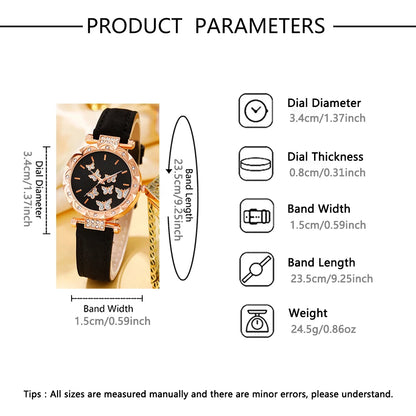 6PC Fashion Ladies Watch + Accessories Set, the perfect combination of watch and accessories, the ideal gift choice