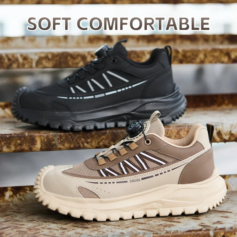 2026 New Rotating Button Men Work Safety Shoes Anti-smash Anti puncture Indestructible shoes Work Sneakers Protection Boots Male