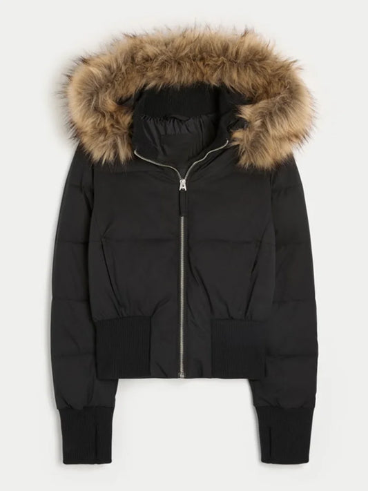Women's Textured-Hood Cropped Jacket