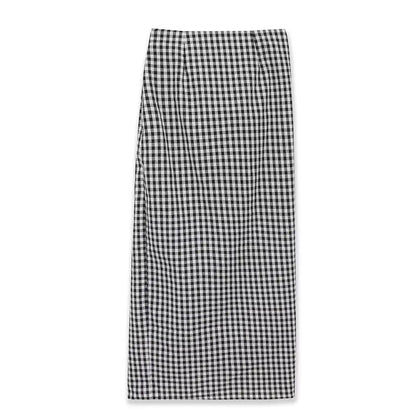 2026 Spring Summer Fashion Women's Plaid Straight High Waist Long Midi Skirts Lady Vintage Chic Pleated Trendy Side Slit Dress