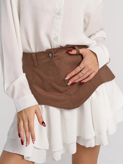 Women Denim Patchwork Mini Skirt High Waist Ruffled Chiffon Layered Skirt Y2k A‑line Short Skirt Streetwear Party Club Outfits