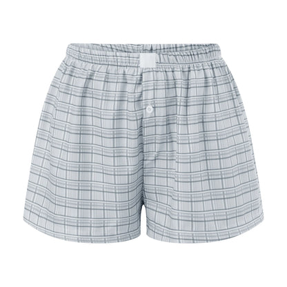 hirigin Women Y2k Gingham Boxer Shorts Stripes Button Elastic Waist Boxers Cute Mini Bloomers Plaid Loose Fit Boy Shorts