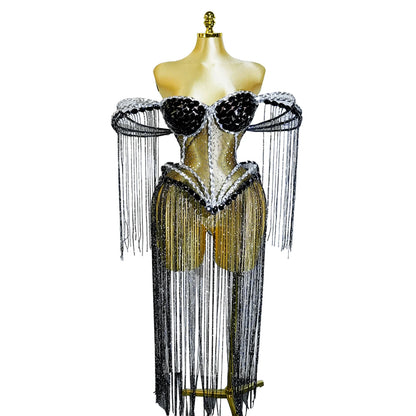 High End Ladies Formal Dress Sparkling Rhinestone Tubular Maxi Dress Sexy Birthday Dinner Dance Celebration Party Stage Costume