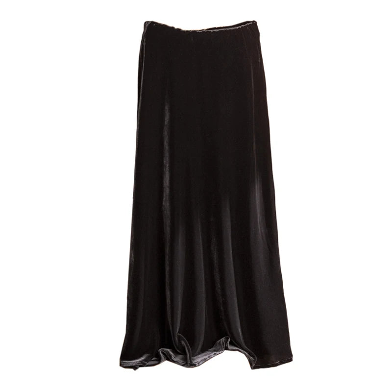2026 Women's Early Spring New Plus Size Elegant 30% Natural Mulberry Silk Velvet Premium Versatile Solid Color Fishtail Skirt