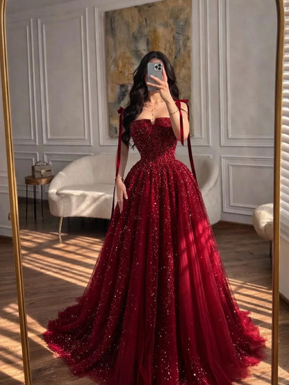 ED Red Prom Dresses for Special Occasions Customized Luxurious Women's Evening Dresses Brands A-line Wedding Dress Party