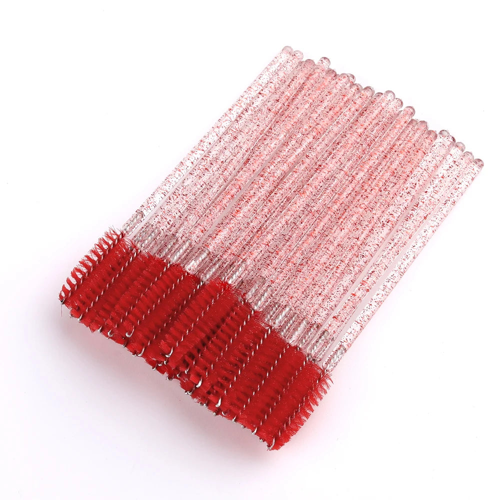 50pcs Disposable Eyelash Brushes Extension Crystal Eyebrow Brush Mascara Wand Eye Lashes Cosmetic Tool Set Makeup Beauty