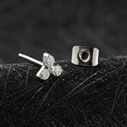 1 Pair Right Grand ASTM F136 Titanium 20G Trinity CZ Stud Earrings Simple Hypoallergenic Triple Flower Cartilage Earring Set