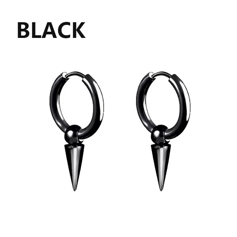 2PC Punk stainless steel Small Hoop Earrings for Men and Women Gothic Cross Ear Ring Pop Hip Hop Piercing Ear studs Jewelry