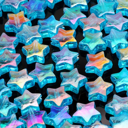 50pcs Transparent AB Color Five-pointed Star Acrylic Beads Loose Spacer Beads for Jewelry Making DIY Craft