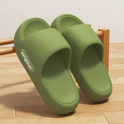 2025 Summer New Thick Platform Pillow Slippers Women Soft Sole Eva Cloud Slippers Woman Letter Print Non Slip Indoor House Shoes