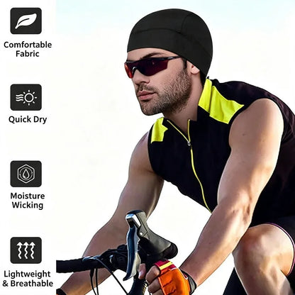 Under Helmet Beanie Skull Cap Vented Sweat Wicking Sweat Absorbent Lightweight Motorcycle Cycling Head Liner Cap Sports Running