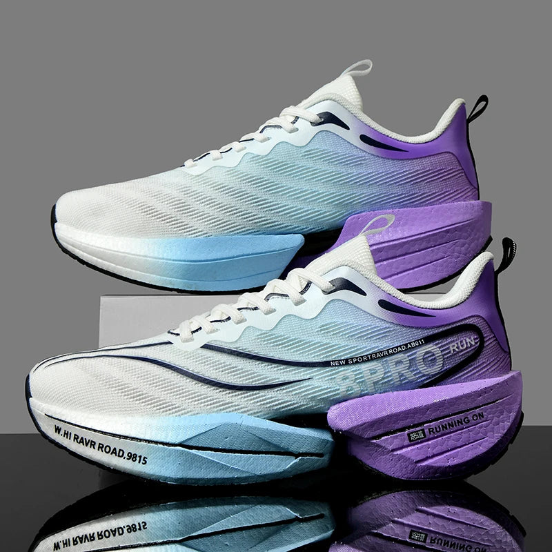 New Men's Carbon Plate Sneakers Outdoor Soft Sole Mesh Sports Shoes Running Shoes Light Anti-Slip Casual Couple Tennis Shoes