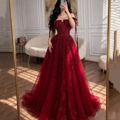 ED Red Prom Dresses for Special Occasions Customized Luxurious Women's Evening Dresses Brands A-line Wedding Dress Party