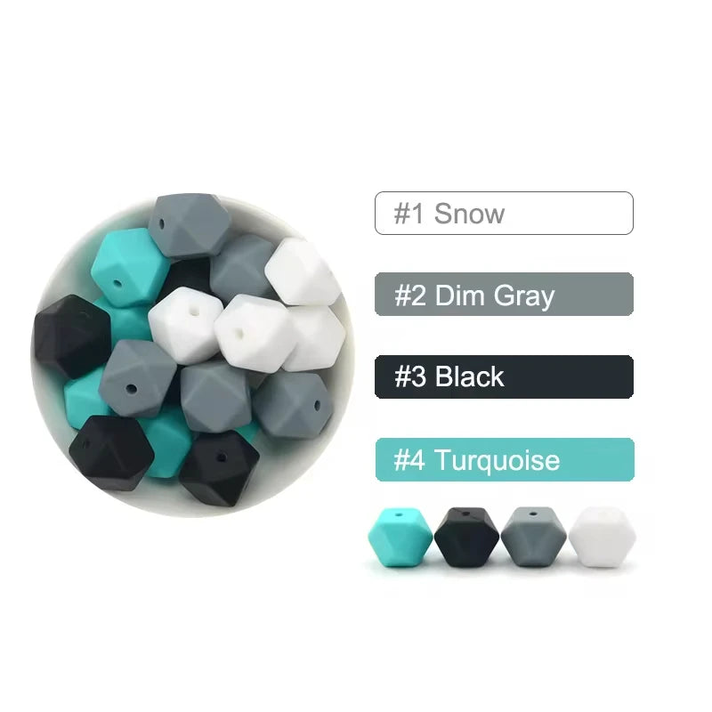 LOFCA 10pcs 14mm/ 17mm Hexagon Silicone Beads  For Jewelry Making Bulk DIY Necklace Pacifier Chain  Popular Jewelry Accessories