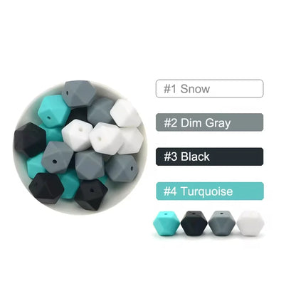 LOFCA 10pcs 14mm/ 17mm Hexagon Silicone Beads  For Jewelry Making Bulk DIY Necklace Pacifier Chain  Popular Jewelry Accessories