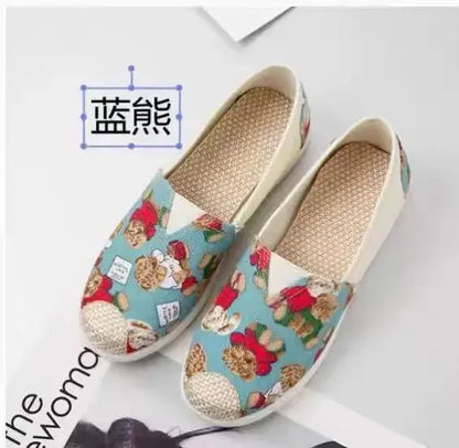 Breathable Mesh Lightweight Casual Shoes Women Fashion Women Slip on Flats Print Fisherman Shoes on Flats Shoes Zapatos De Mujer