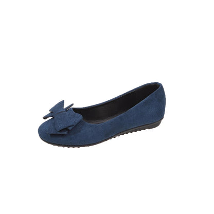 Women Sweet Big Bow Flats Shoes Soft Suede Round