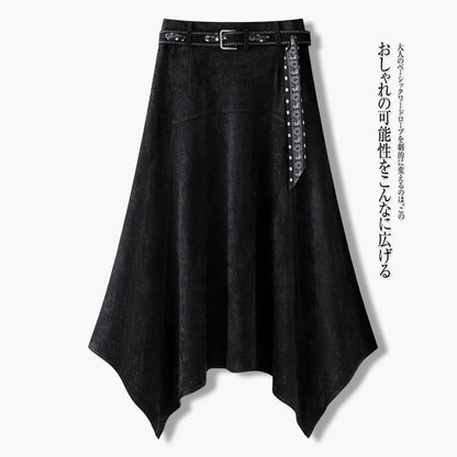 ZJYT Fall Winter Midi Suede Skirts for Women 2026 Fashion High Waist Irregular Vintage Casual Skirt Ladies Bottoms Brown Black