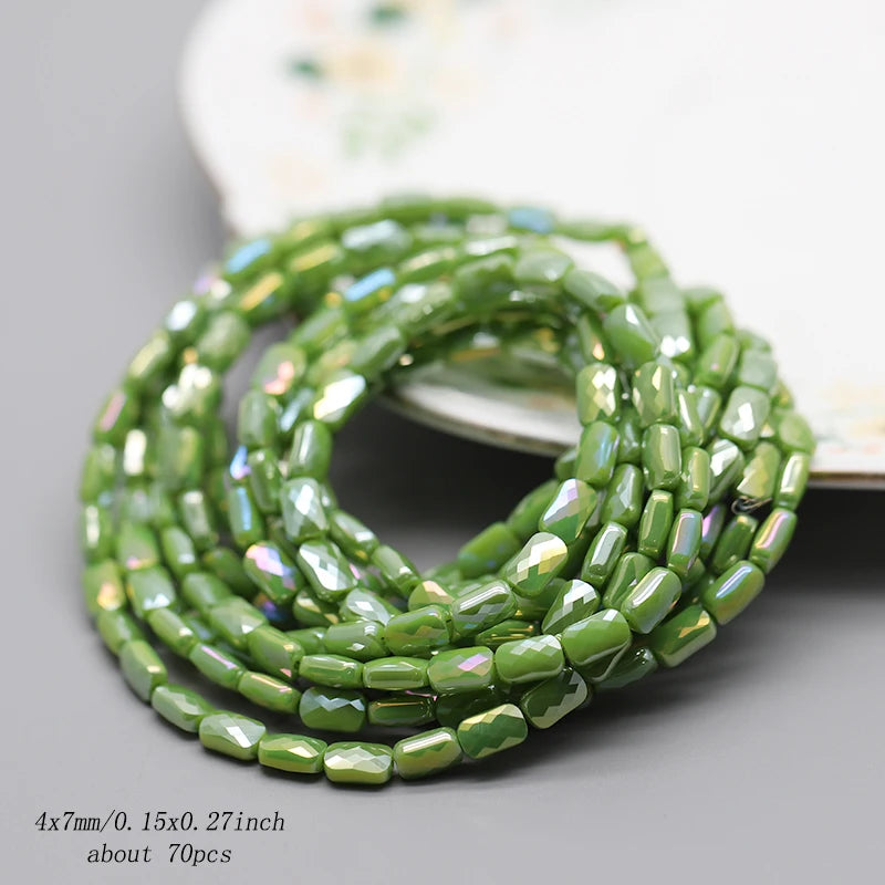 70pcs/lot Color Faceted Square Loose Beads Crystal Glass Beads Faceted Loose Spacer Beads for Jewelry Making DIY