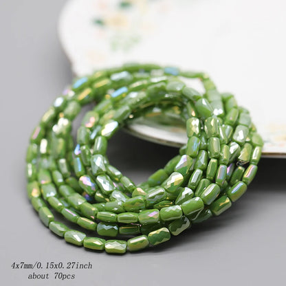 70pcs/lot Color Faceted Square Loose Beads Crystal Glass Beads Faceted Loose Spacer Beads for Jewelry Making DIY