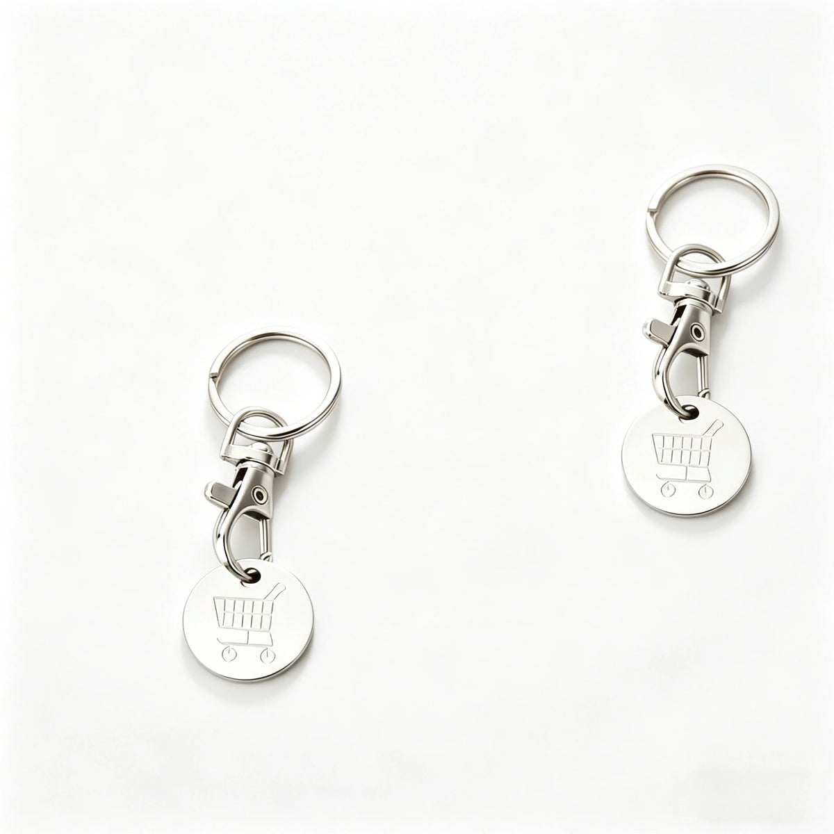 2pcs.Stainless Steel Supermarket Shopping Cart Token Keychain, Anti-loss Token Set Keyring Pendant, Keychain Design.Perfect Gift