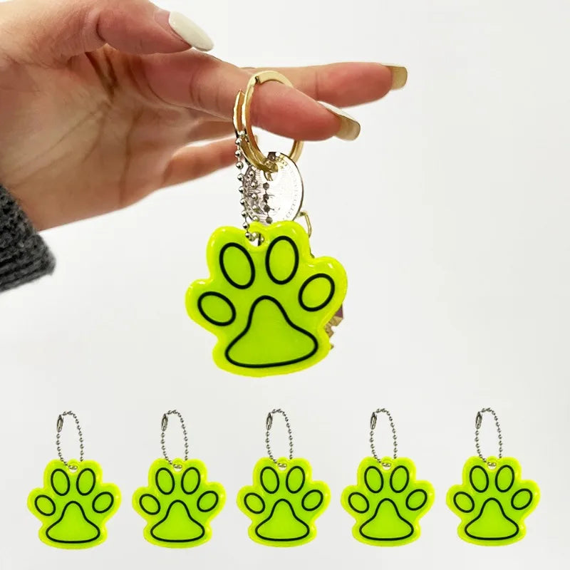 10PCS Cute Cat Paw Keychain Pet Double-sided Backpack Accessories Pendant