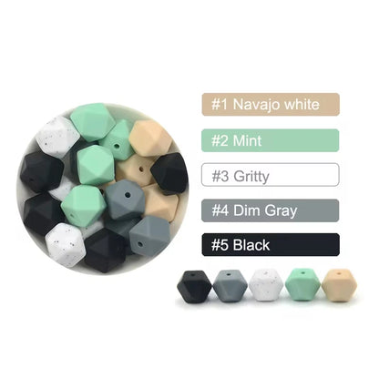 LOFCA 10pcs 14mm/ 17mm Hexagon Silicone Beads  For Jewelry Making Bulk DIY Necklace Pacifier Chain  Popular Jewelry Accessories