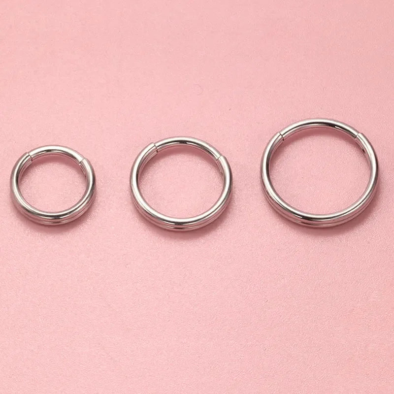 ASTM F136 Titanium 16G Double Layered Zircon Nose Clicker Segment Clicker Ring Helix Cartilage Nose Ring Piercing Body Jewelry