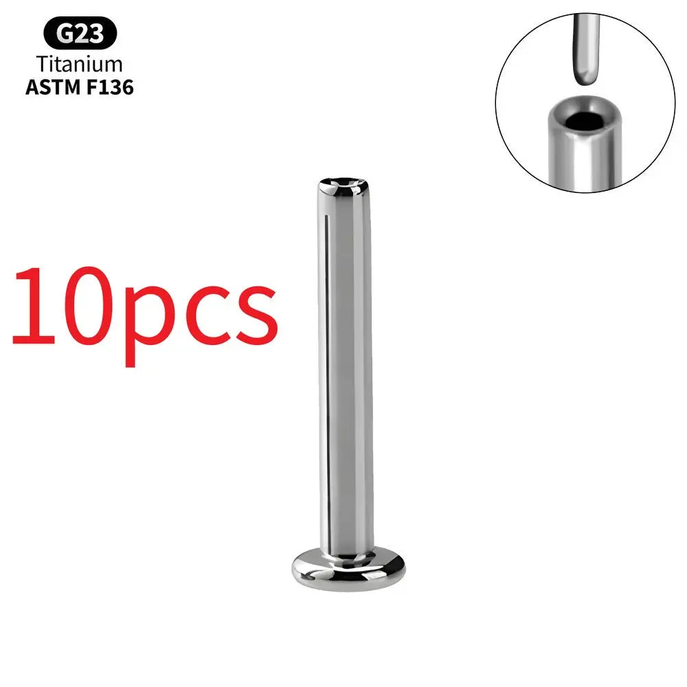 1/10PCS Titanium Labret Stud Internally Threaded Push Pin Tragus Helix Conch Septum Flat Back Plug-in  Ear Piercing Jewelry