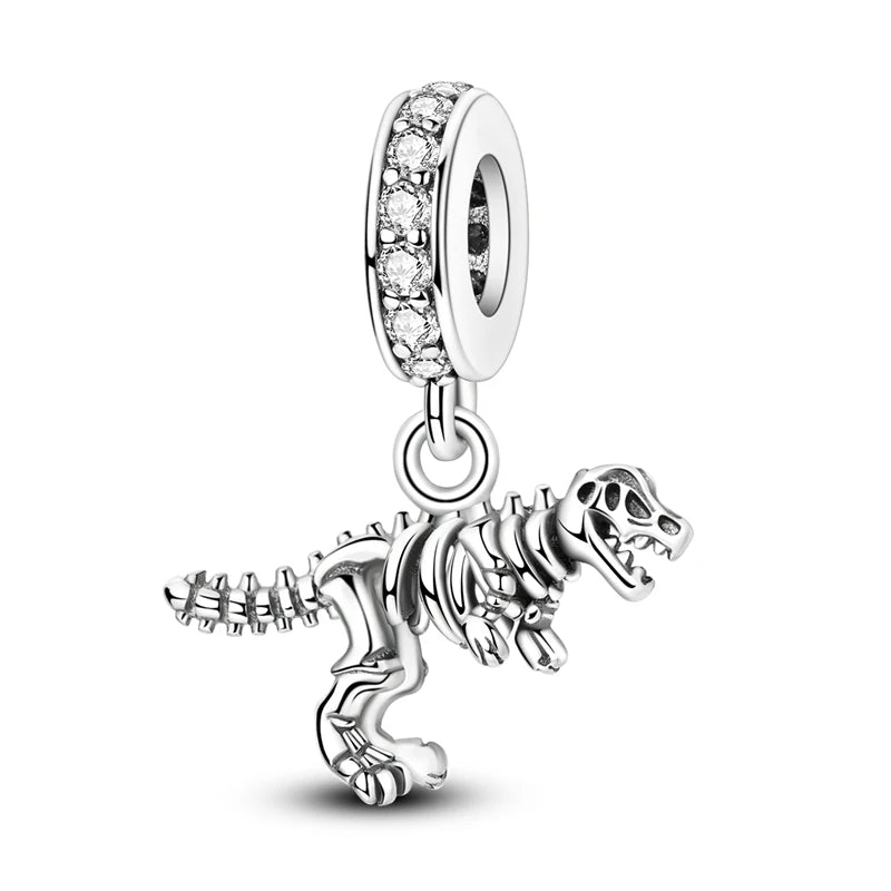 MULA 925 Sterling Silver Dinosaur Charms Pendant Beads Fit Original Pan Snake Chain Bracelet DIY For Women Jewelry Gift