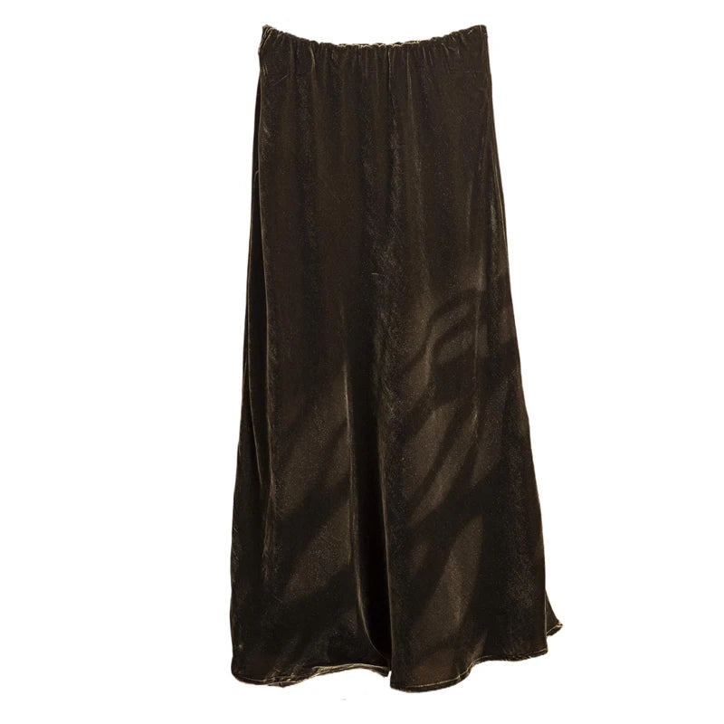 2026 Women's Early Spring New Plus Size Elegant 30% Natural Mulberry Silk Velvet Premium Versatile Solid Color Fishtail Skirt