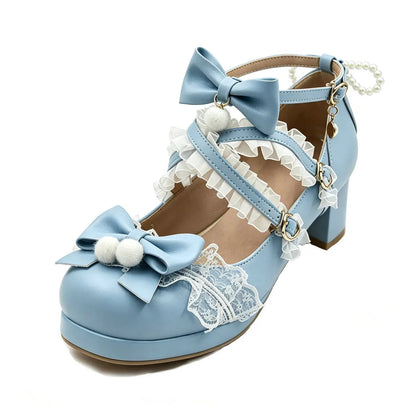 Cross-Strap Bow-Detail Mary Jane Heels