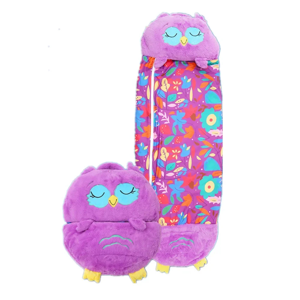 Cartoon Kids Sleepsacks Plush Sleeping Bag with Pillow for Boys & Girls Baby Animal Sleep Sack with Doll Pillow for Birthday