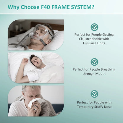 Face CPAP Mask & Frame Compatible with AirFit F40 Auto CPAP BiPAP Respirator Device Accessories Sleep Aid Apnea Anti Snoring