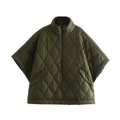 Women’s Autumn Thin Bat Sleeve Cotton Padded Jacket Easy On Off Fashion Warm Lightweight Comfortable Style