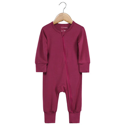 2026 Newborn Baby Bamboo Fiber Romper Solid Breathable Long Sleeve Clothes For 0-24M Boy Girl Jumpsuit Infant Loungewear Pyjamas
