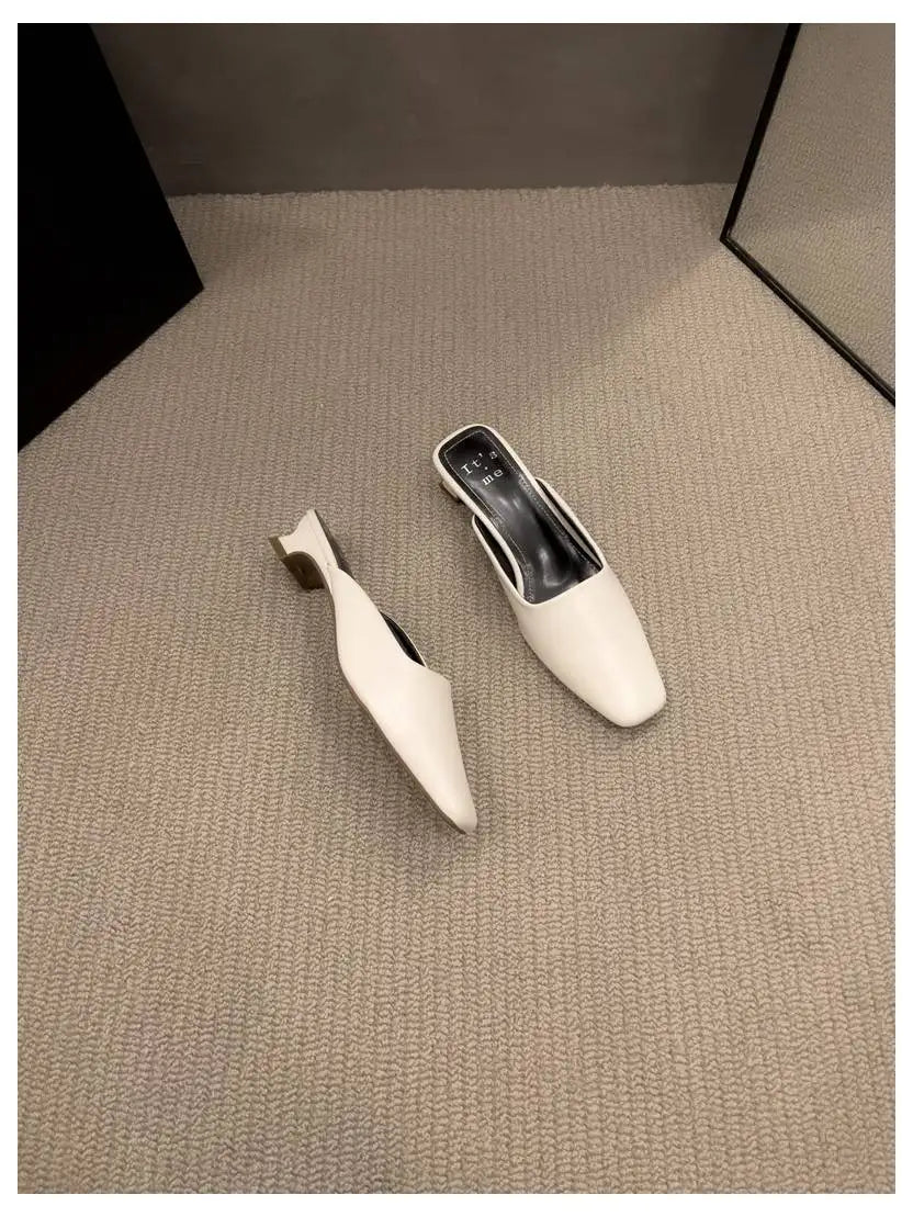 Women's Square-Toe Low-Heel Mules