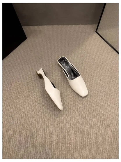 Women's Square-Toe Low-Heel Mules