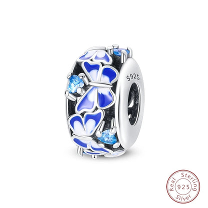 Spring Day 925 Sterling Silver Sunflower Azalea Peony Butterfly Flower Charms Beads Fit 3mm Bracelets DIY Fine Jewelry Making
